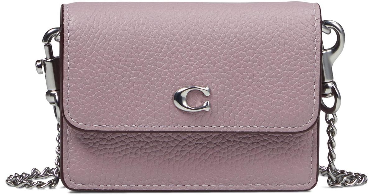COACH Refined Calf Leather Half Flap Card Case in Pink Lyst