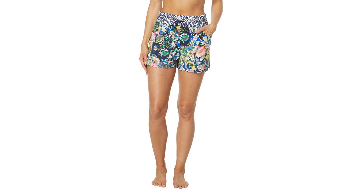 Johnny Was Layla High waist Boardshorts in Blue Lyst