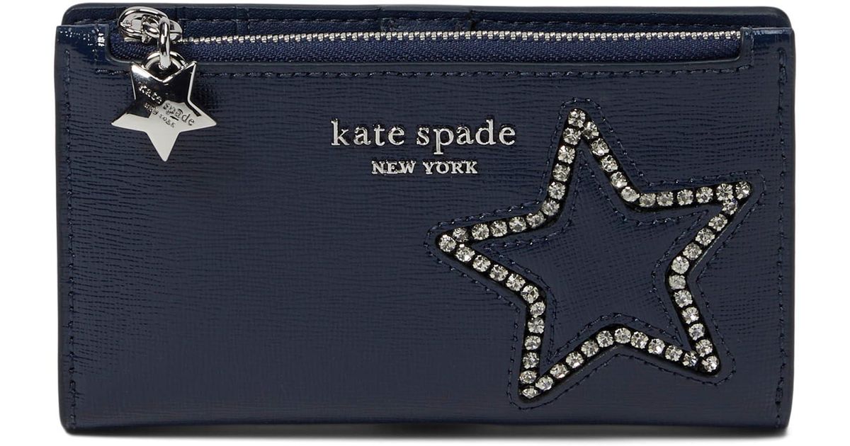 Kate Spade Starlight Patent Saffiano Leather Small Slim Bifold Wallet
