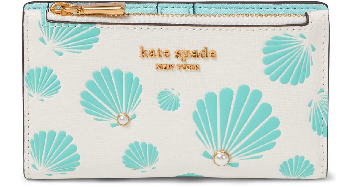 Kate Spade Seashell Embossed Saffiano Leather Small Slim Bifold