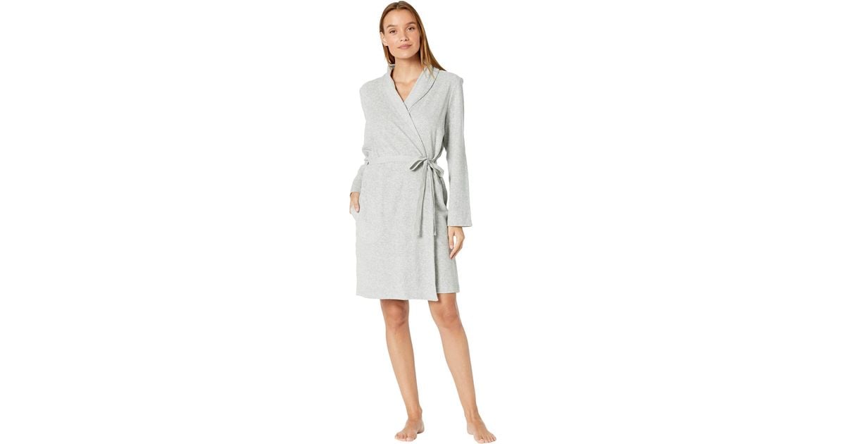 Skin Organic Cotton French Terry Robe With Attached Belt in Gray Lyst