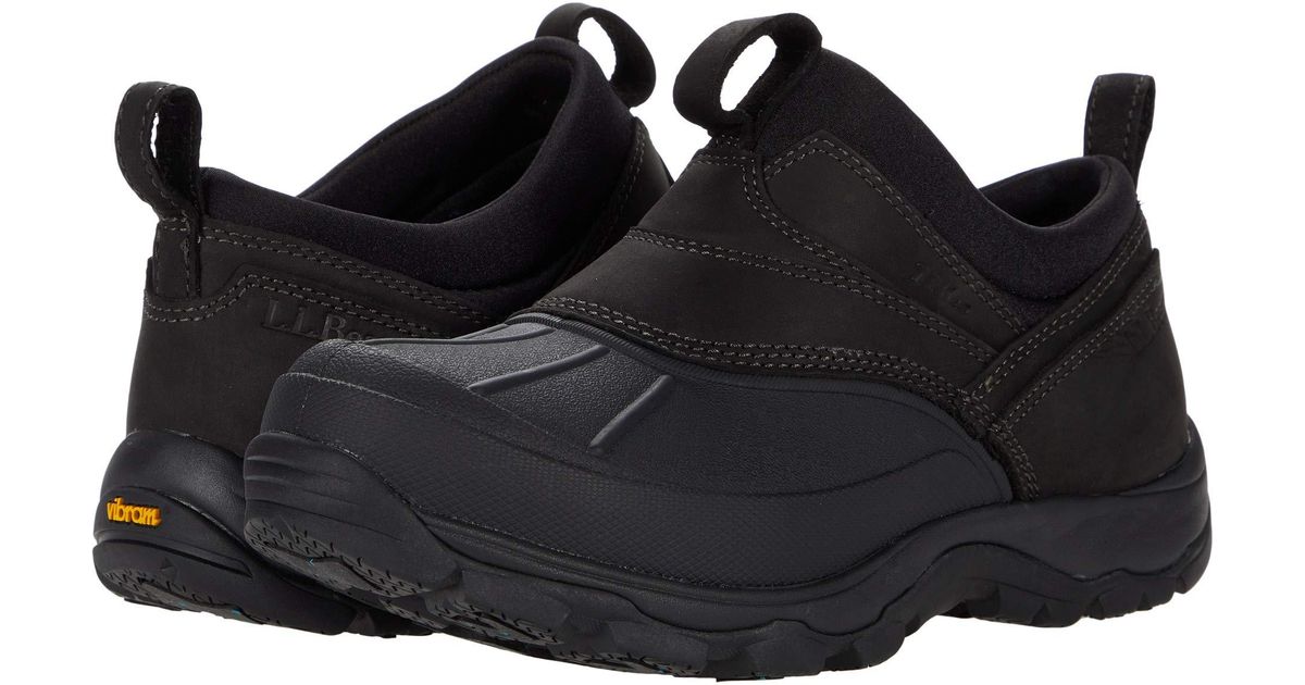 L.L. Bean Leather Storm Chaser Slip-on Shoes With Arctic Grip in Black ...