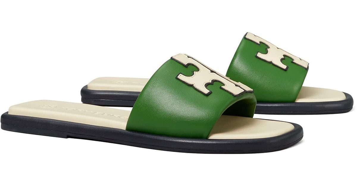 Tory Burch Double T Sport Slide in Green Lyst