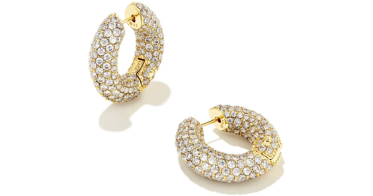 Kendra Scott Mikki Pave Hoop Earrings in Metallic Lyst