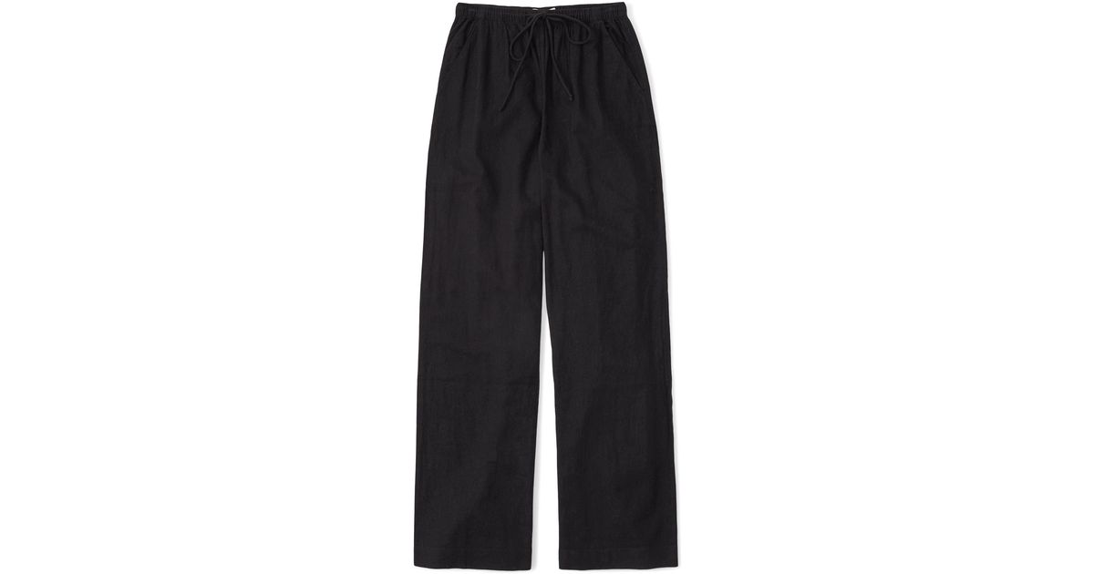 Abercrombie & Fitch Linen-blend Pull-on Wide Leg Pant in Blue | Lyst
