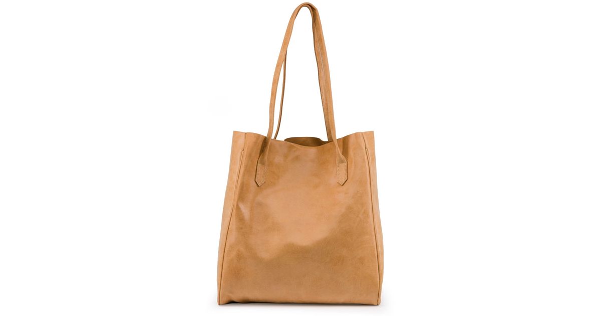 CoFi Amy Printed Leather Tote Bag in Natural | Lyst