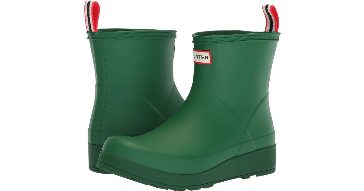 hunter green short rain boots