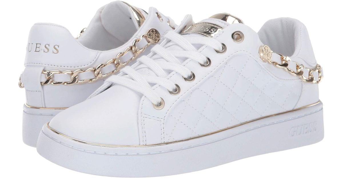 guess white quilted sneakers