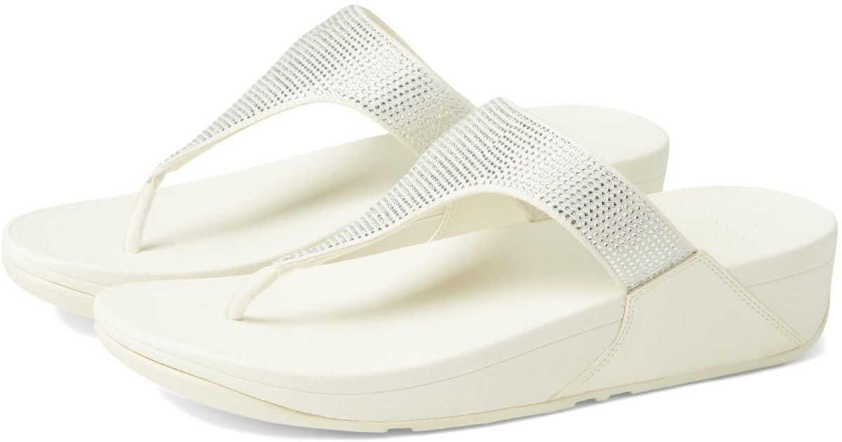 Fitflop Lulu Crystal Embellished Toe-post Sandals in White | Lyst