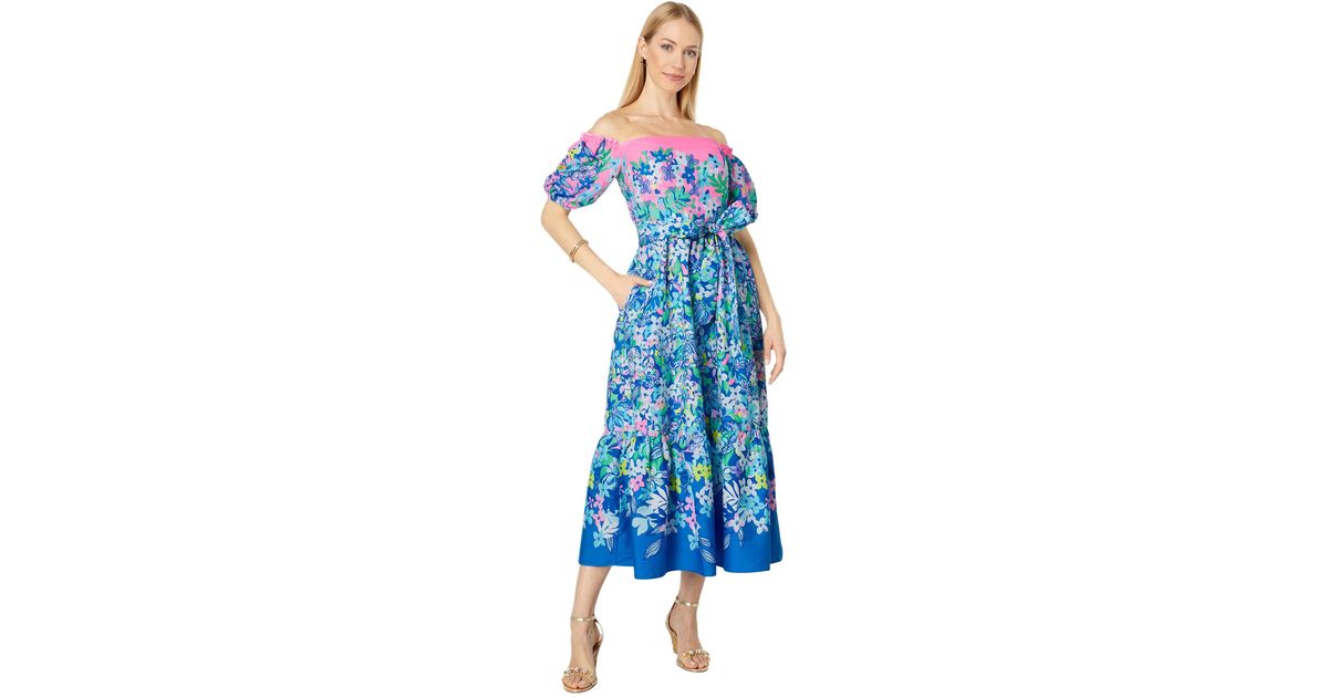 Lilly Pulitzer Cotton Zalie Midi Dress in Blue | Lyst