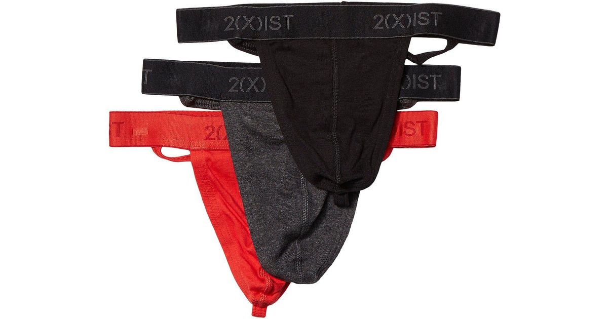 2xist 2(x)ist Cotton 3-pack Thong in Black/Charcoal Heather/Red (Black ...