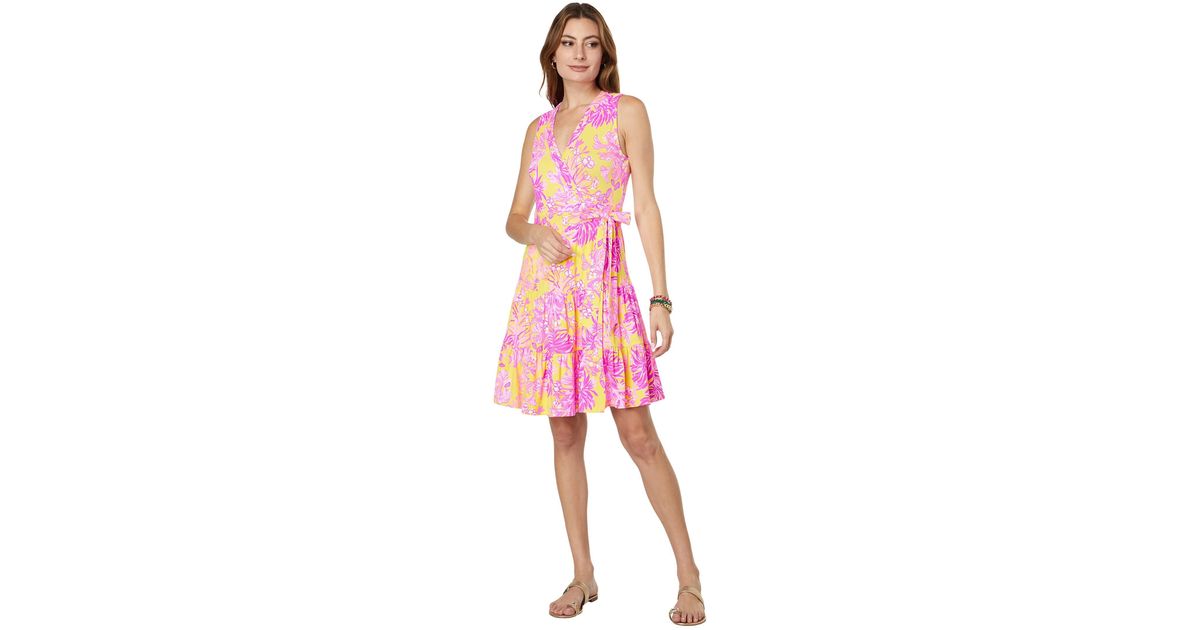 Lilly Pulitzer Synthetic Folly Floral Wrap Dress in Pink | Lyst