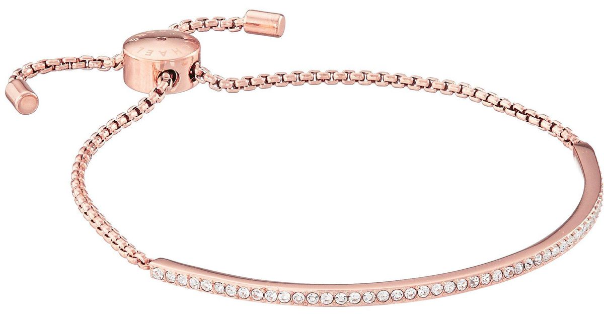 Michael Kors Brilliance Pave Bar Slider Bracelet (rose Gold) Bracelet in  Pink | Lyst