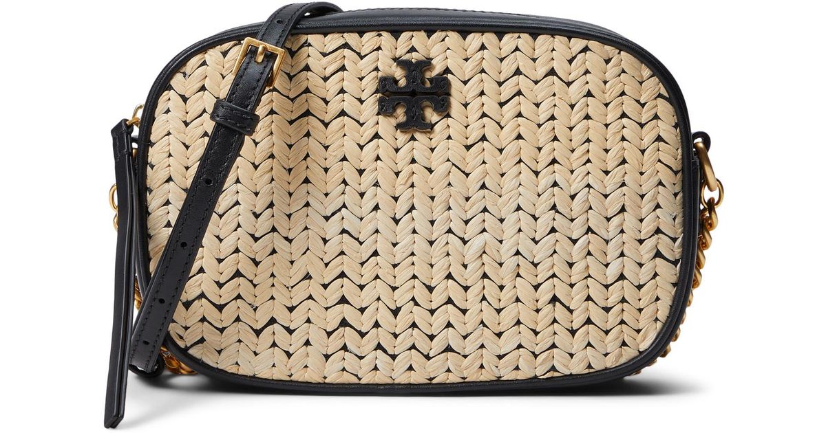Tory Burch Mcgraw Raffia Camera Bag in Natural Lyst