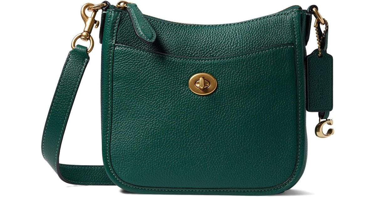 COACH Polished Pebble Leather Chaise Crossbody 19 in Green Lyst