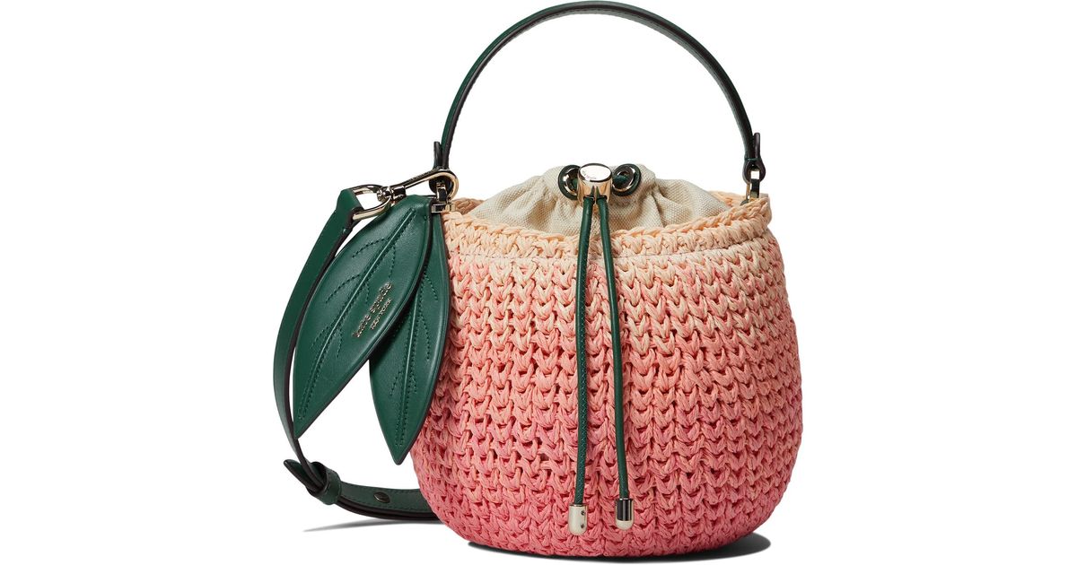 Kate Spade Bellini Woven Raffia 3-d Peach Crossbody in Pink | Lyst