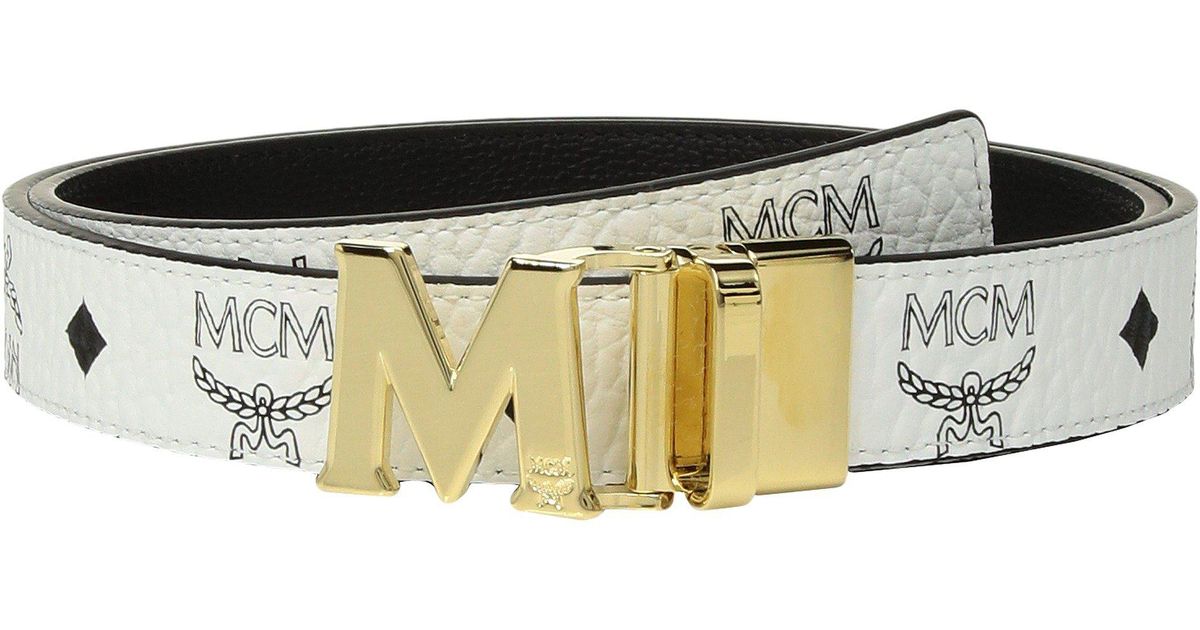 all white mcm belt