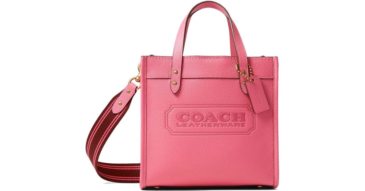 COACH Polished Pebble Leather Field Tote 22 in Pink Lyst
