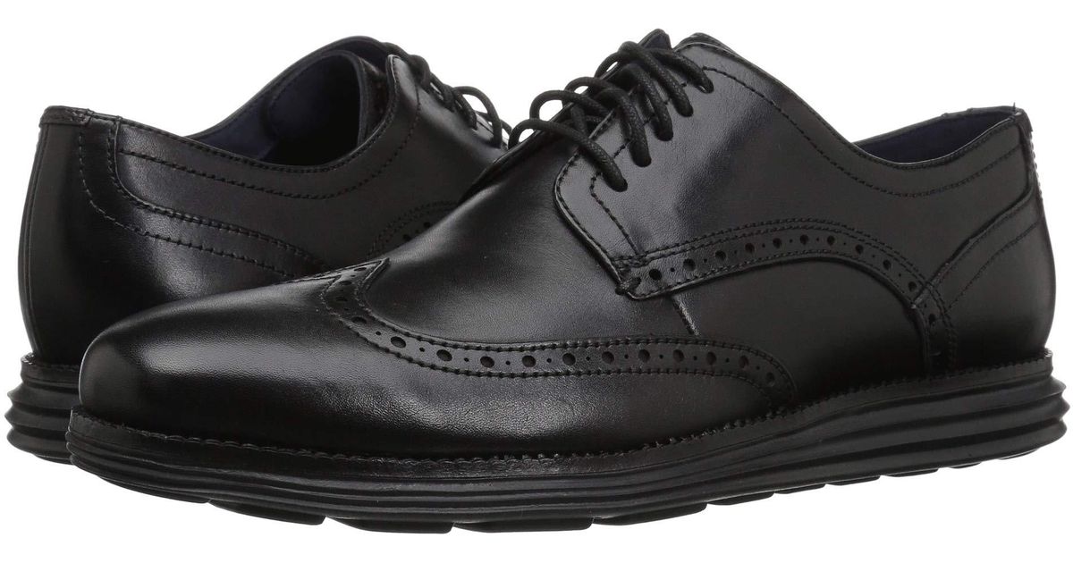 Cole Haan Leather Original Grand Shortwing in Black/Black (Black) for ...