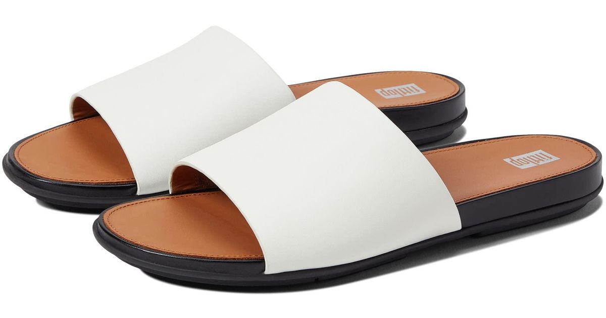 Fitflop Gracie Leather Pool Slides in Beige (White) Lyst