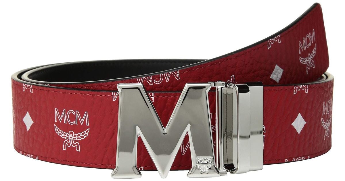 MCM Visetos Reversible Belt (white Logo/viva Red) Men's Belts for Men | Lyst