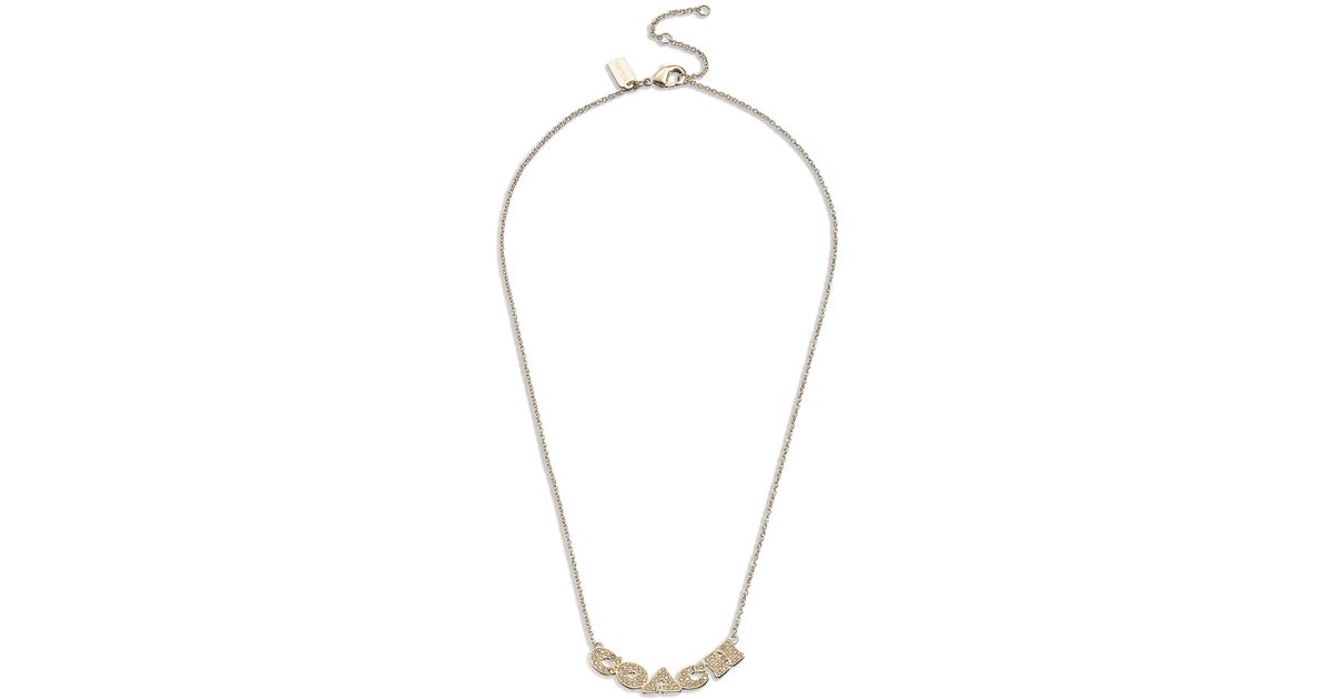 COACH Signature Logo Necklace in Brown Lyst