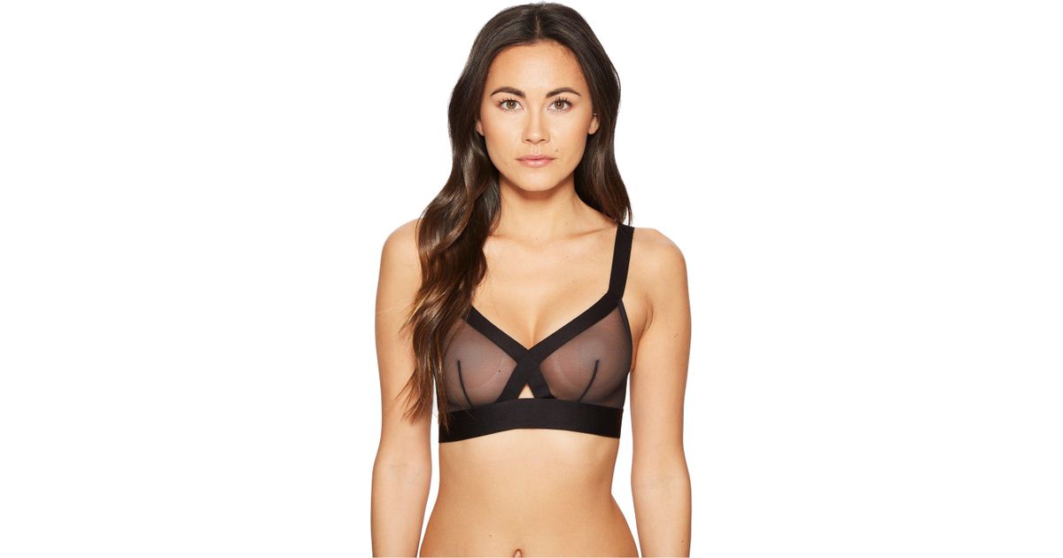 DKNY Synthetic Sheers Wireless Soft Cup Bralette in Black | Lyst