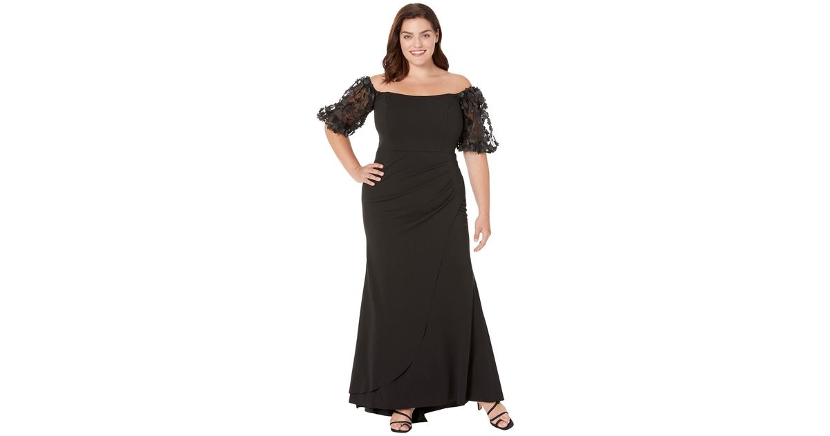 Long Scuba Crepe Off-the-shoulder Dress 