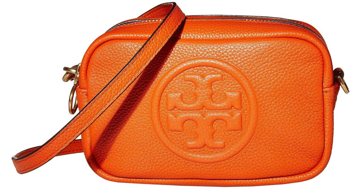 Tory Burch Perry Bombe Leather Crossbody Bag in Orange Lyst