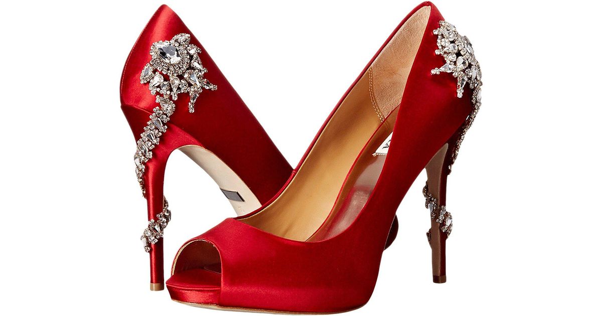 Badgley Mischka Royal (red Satin) High Heels | Lyst