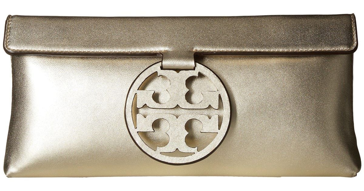 Tory Burch Miller Metallic Clutch (gold) Clutch Handbags | Lyst