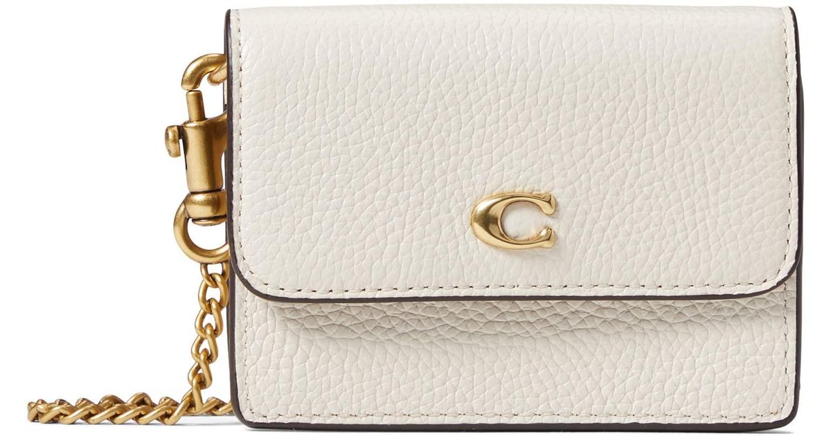 COACH Refined Calf Leather Half Flap Card Case in White Lyst