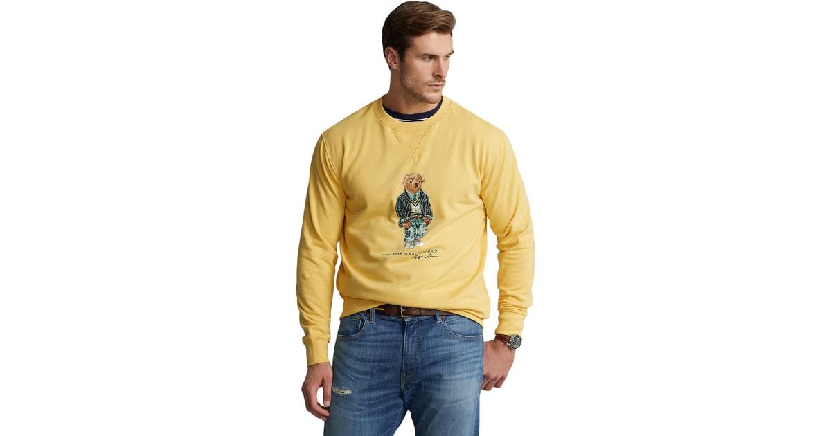 Ralph Lauren Big Tall Polo Bear Fleece Sweatshirt in Yellow for Men | Lyst