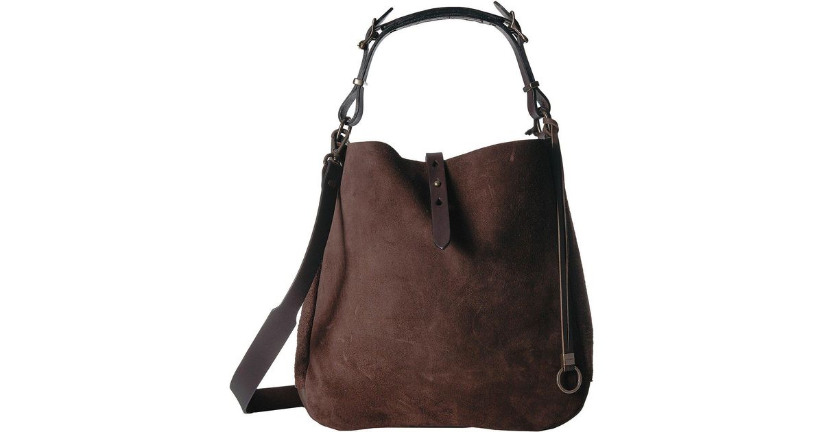 Filson Rugged Suede Hobo (dark Tobacco) Hobo Handbags in Brown - Lyst