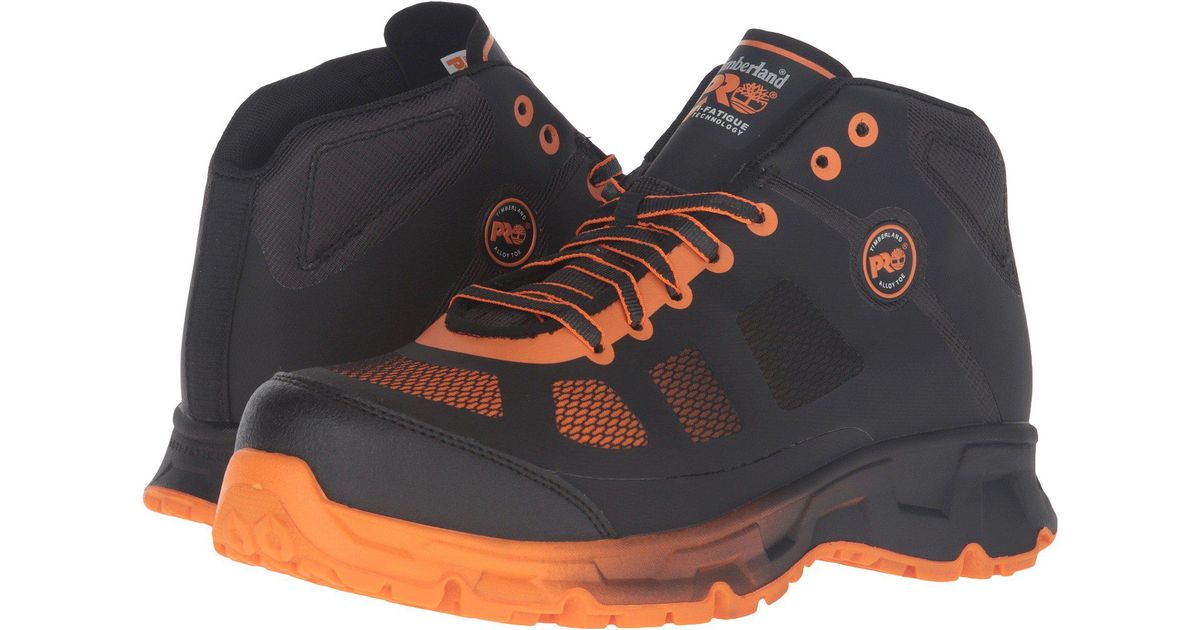 Timberland Velocity Alloy Safety Toe Mid Boot (black Synthetic/orange Pops)  Men's Work Lace-up Boots for Men | Lyst