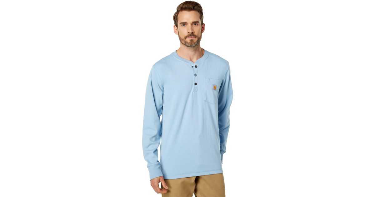 Carhartt Cotton Relaxed Fit Heavyweight Long Sleeve Henley Pocket Thermal Shirt in Blue for Men