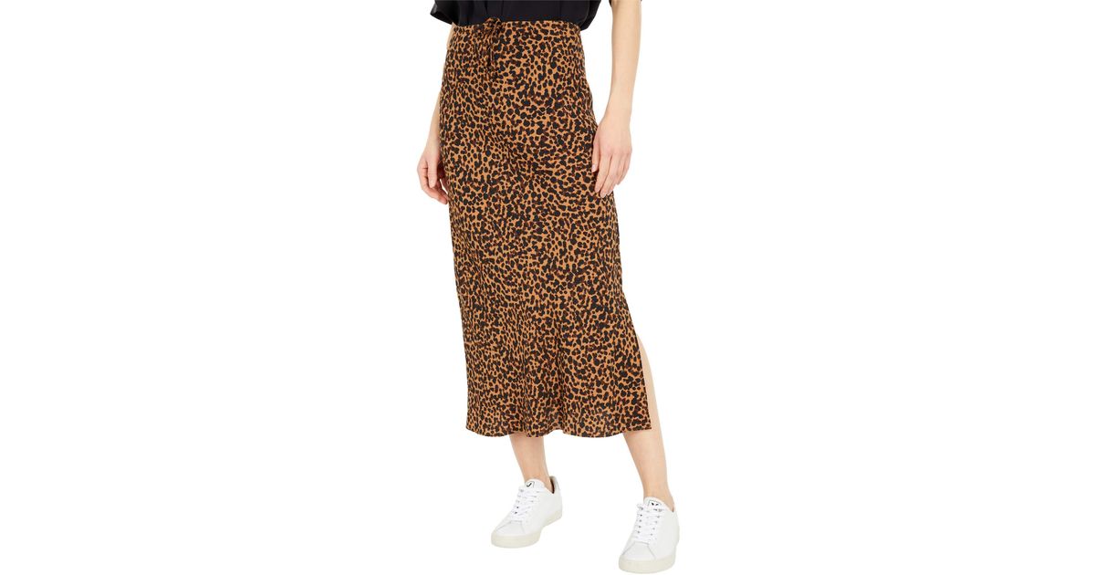 leopard midi slip skirt