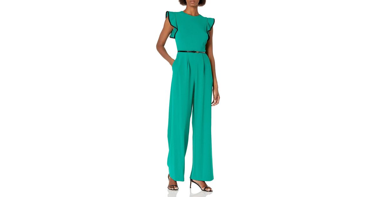Calvin Klein Synthetic Belted Jumpsuit in Indigo/White (Green) Save 70 Lyst