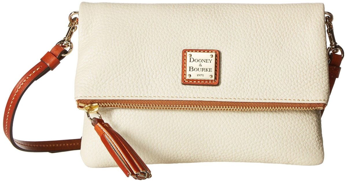 Dooney & Bourke Leather Pebble Foldover Zip Crossbody in Beige (Natural) Lyst