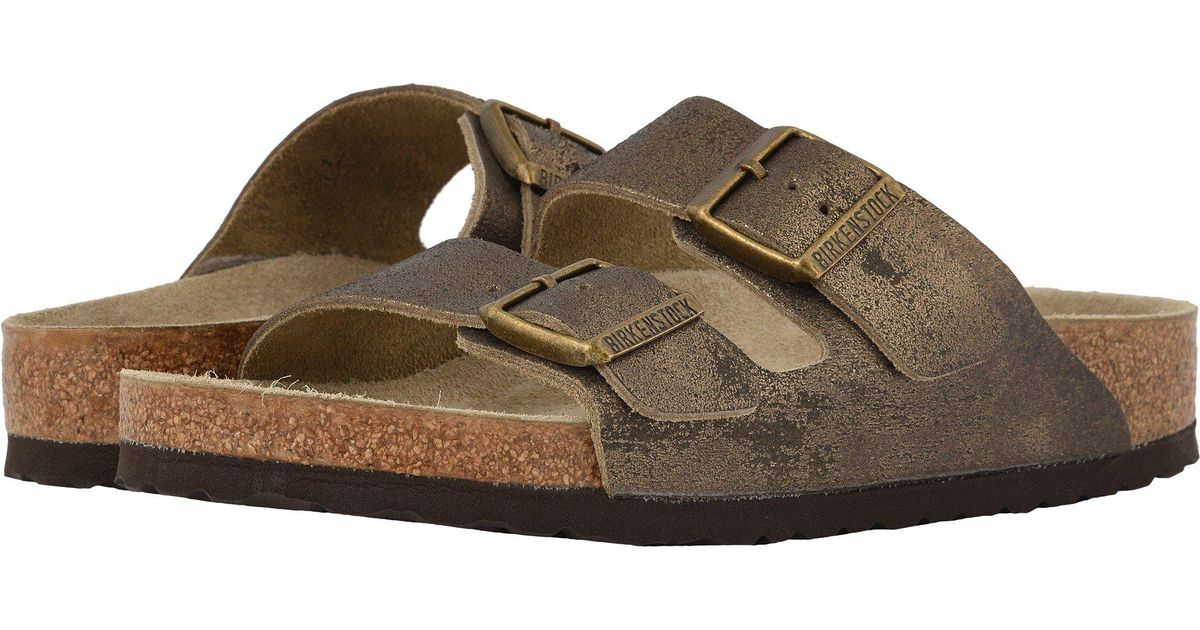 birkenstock arizona washed metallic antique black