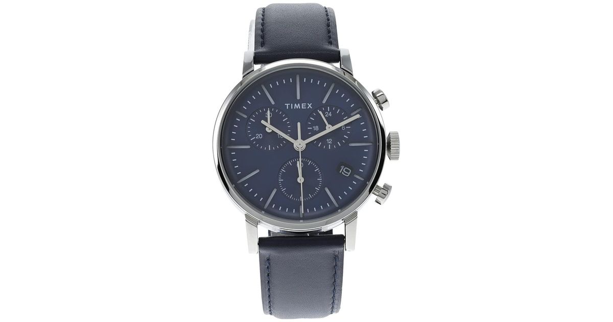 Timex Leather 40 Mm Midtown Chronograph in Blue for Men - Lyst