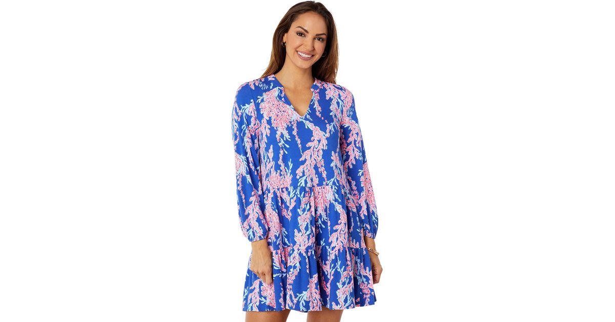 Lilly Pulitzer Synthetic Traci Long Sleeve Dress in Blue | Lyst