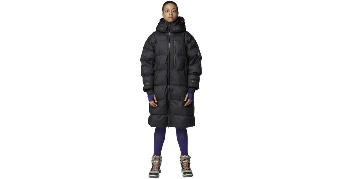 Adidas By Stella Mccartney Synthetic Long Puffer Jacket Fu1155 In Black Lyst