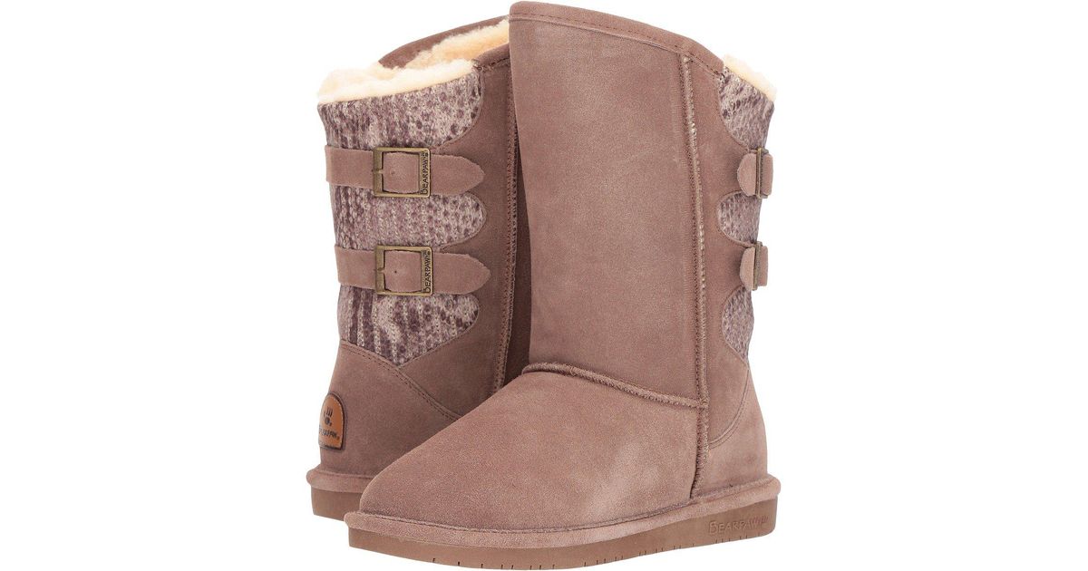 bearpaw women's boshie fashion boot taupe suede fur lined winter boots