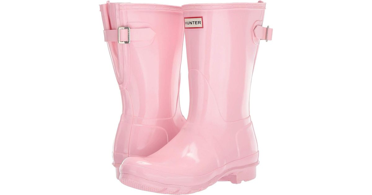 short pink hunter rain boots