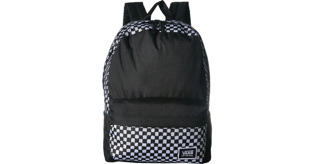 vans realm classic diy checkerboard black & white backpack