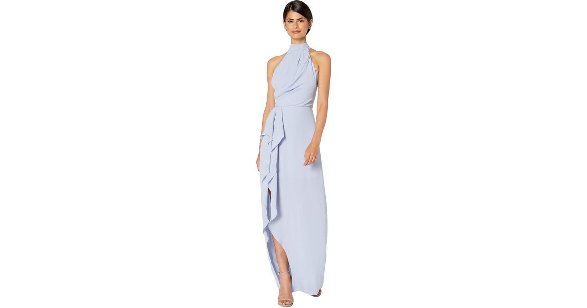 halston mock neck drape front dress