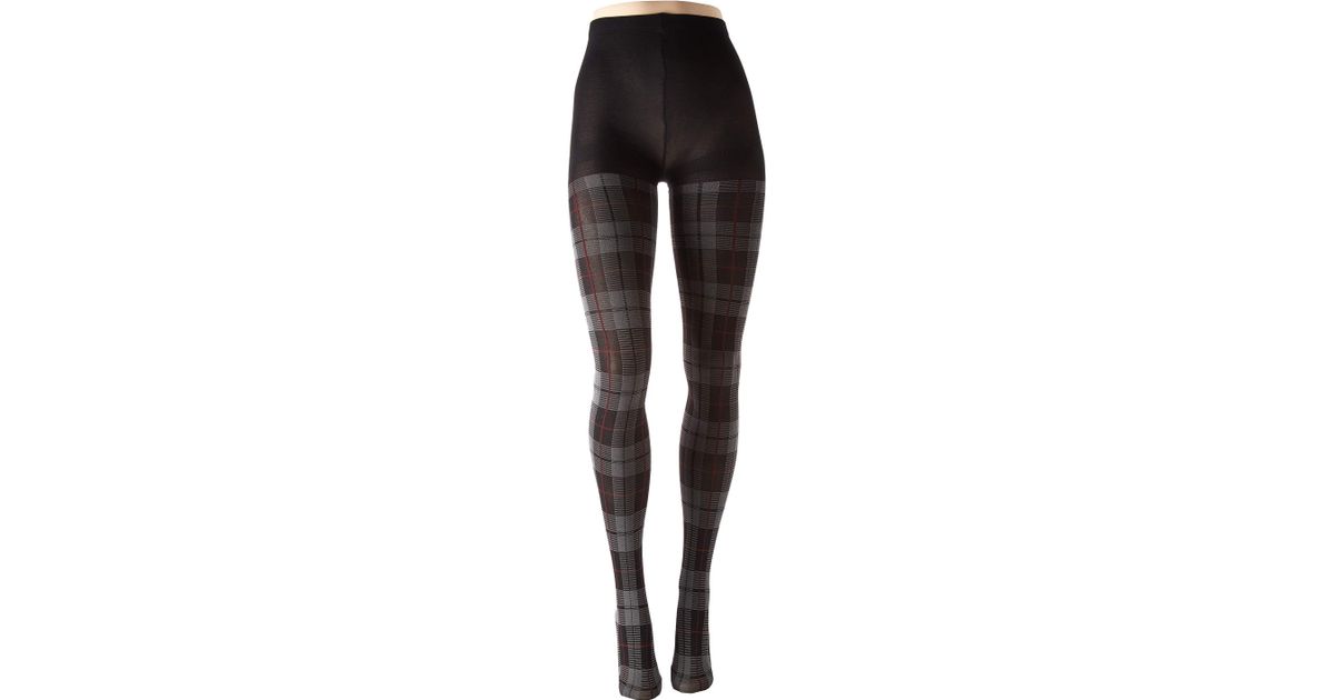 Hue Cotton Plaid Tights With Control 