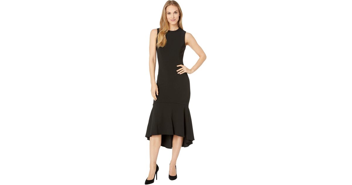 Calvin Klein Ruffle Hem Midi Dress Cd9c15bj (black) Dress | Lyst