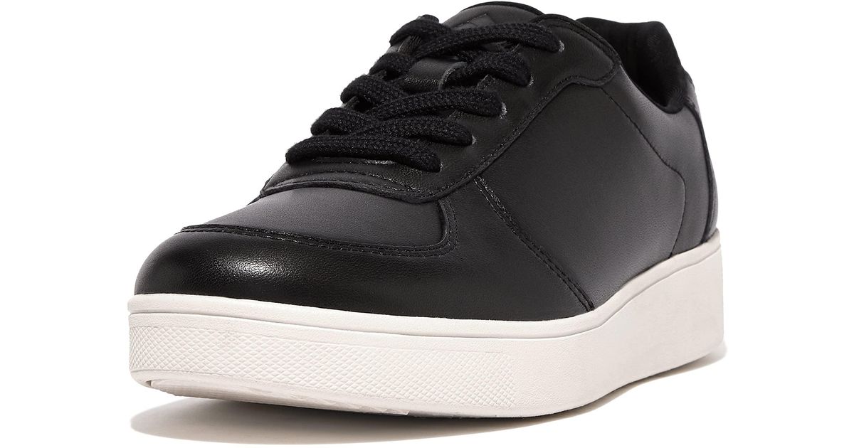 Fitflop Rally Leather Panel Sneakers in Black | Lyst